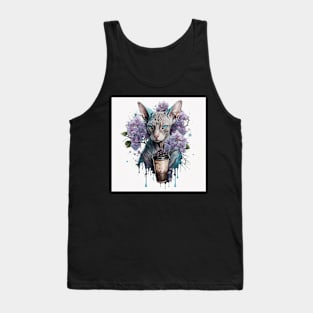 Abstract Sphynx With Coffee Tank Top